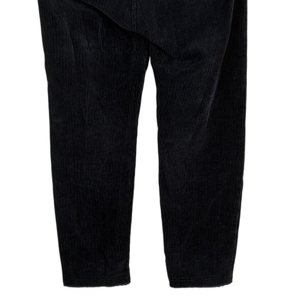 Zara Corduroy Straight Leg High Rise Cropped Pants Trousers Raw Hem 31 Black - Picture 7 of 15